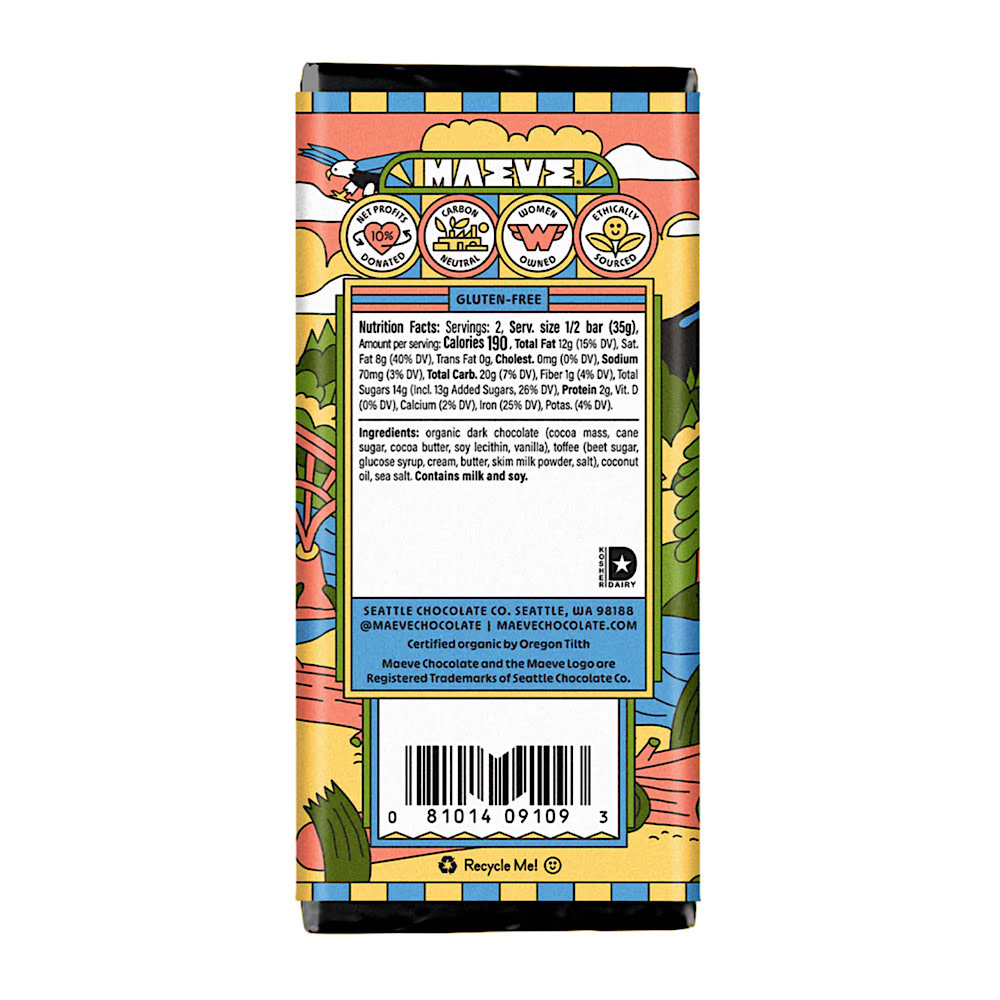 Maeve Dark Chocolate Truffle Bar - Salted Toffee Crackle