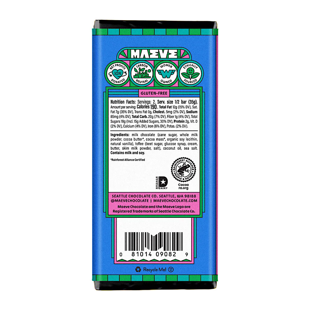 Maeve Milk Chocolate Truffle Bar - San Juan Salted Toffee