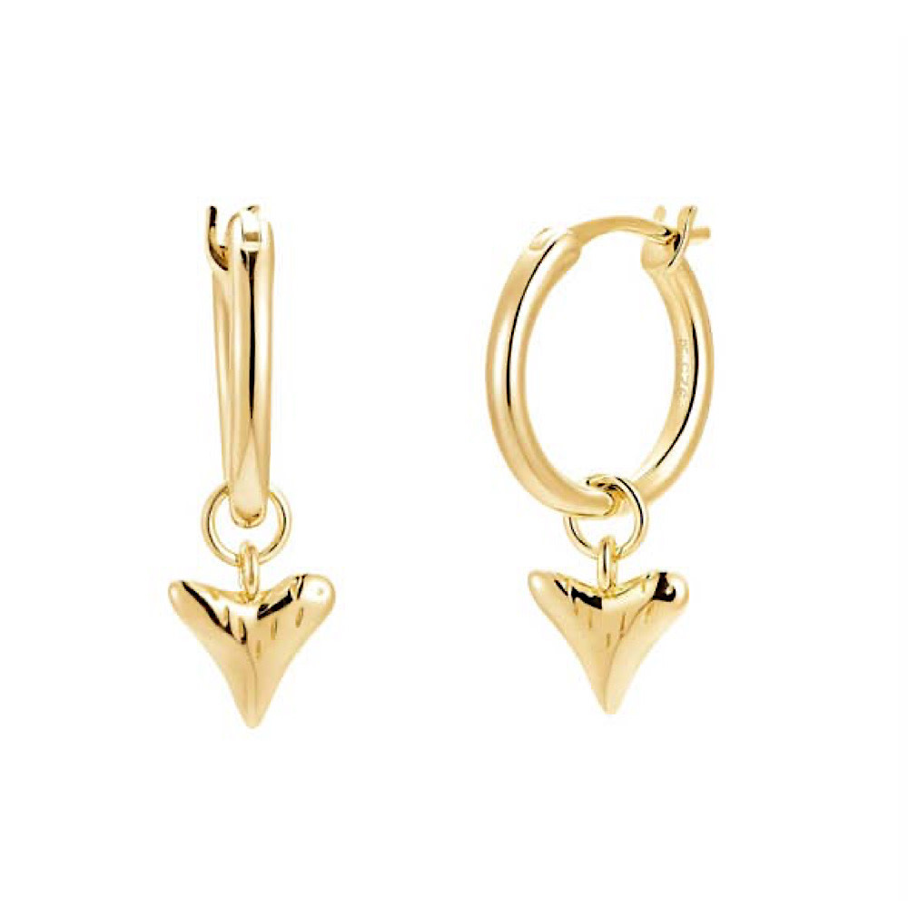 The Salty Gem The Salty Gem Shark Tooth Hoops - Gold