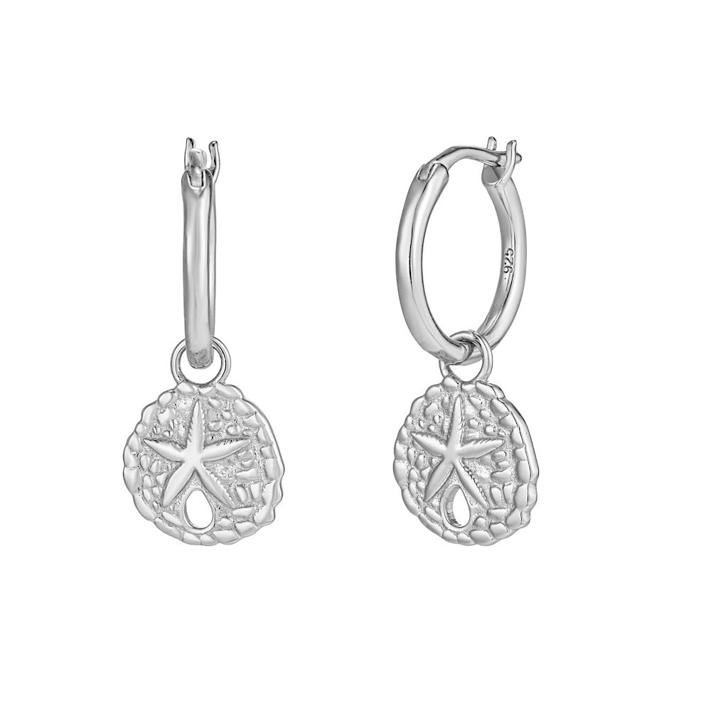 The Salty Gem The Salty Gem Sand Dollar Hoops - Silver