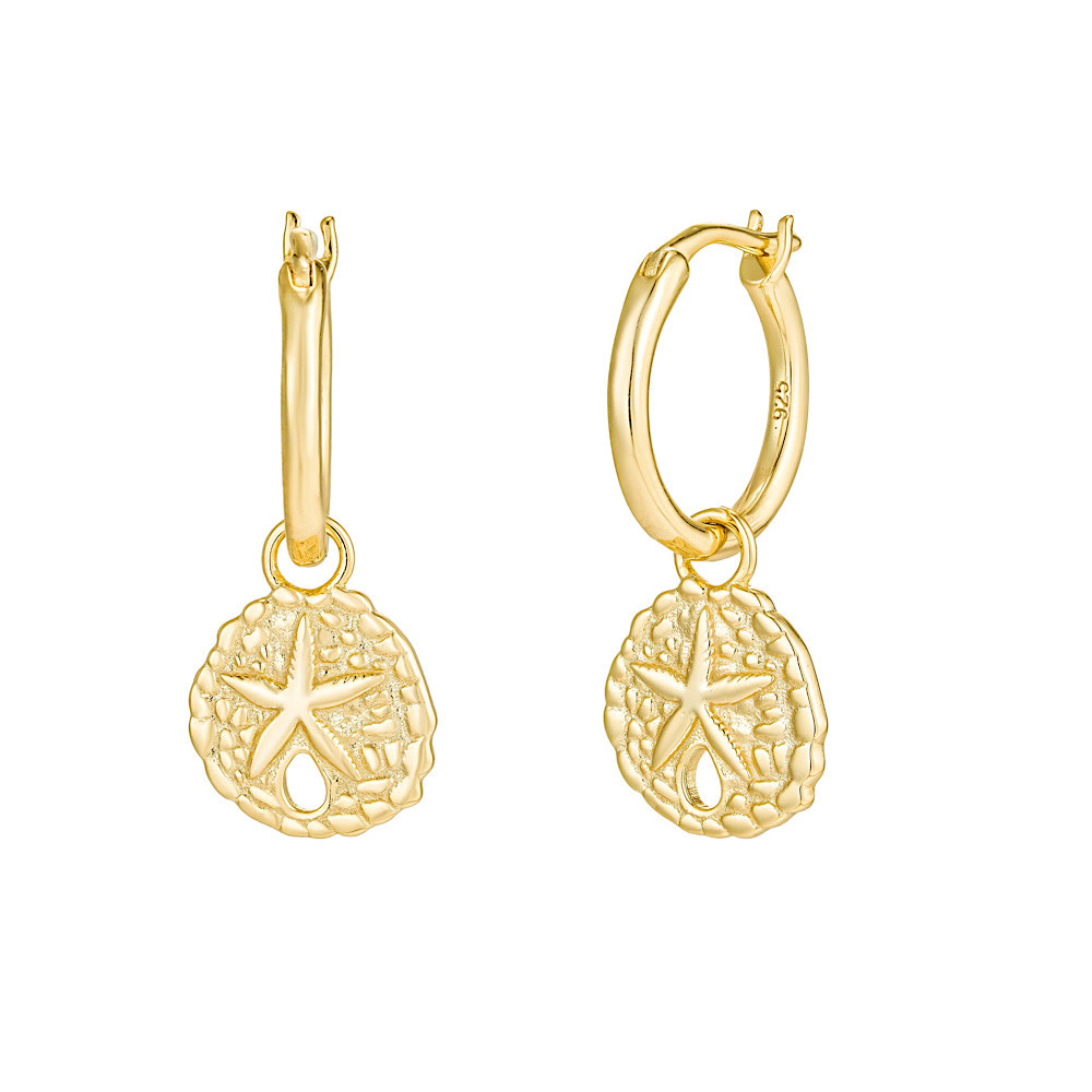 The Salty Gem Sand Dollar Hoops - Gold