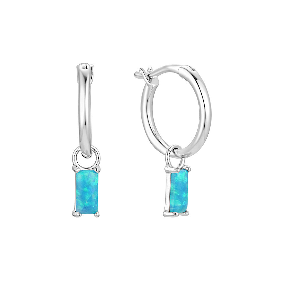 The Salty Gem Blue Lagoon Opal Hoops - Silver