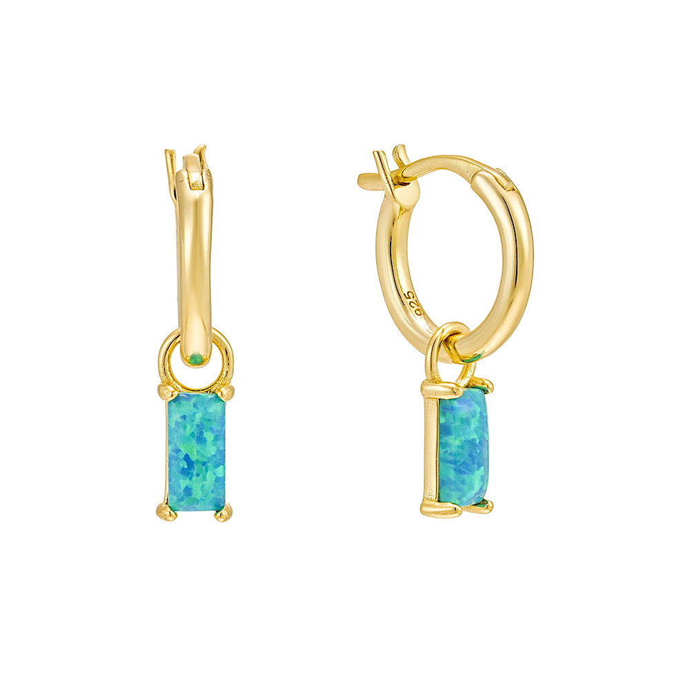 The Salty Gem Blue Lagoon Opal Hoops - Gold
