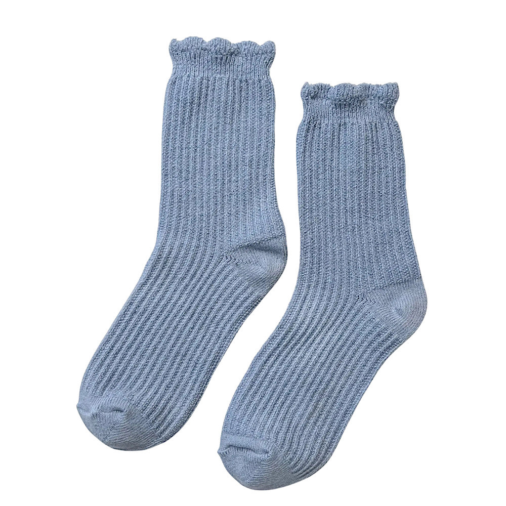 Le Bon Shoppe Le Bon Shoppe Linen Scallop Socks - Pale Blue