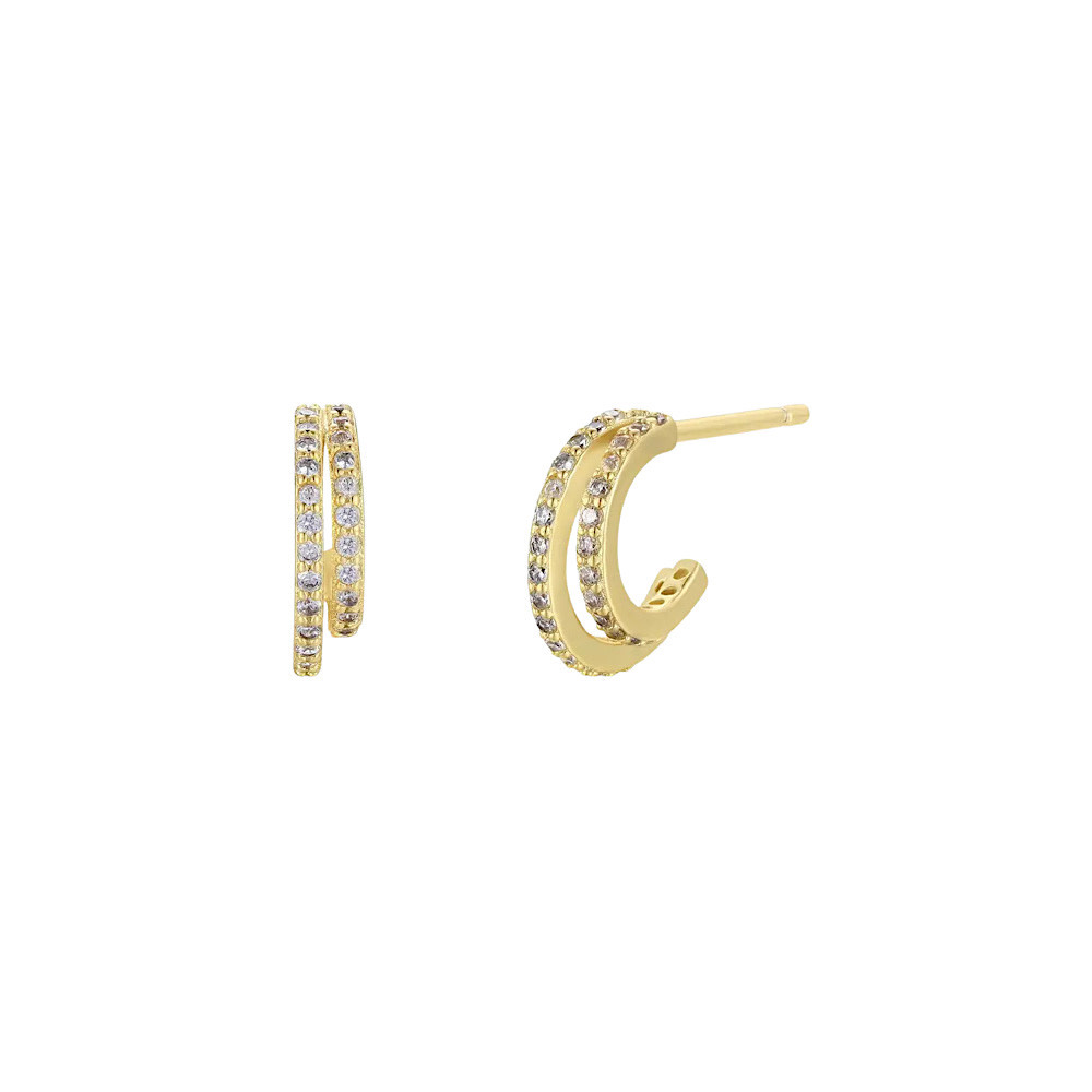 JaxKelly Double Champagne Hoop Earrings - Gold