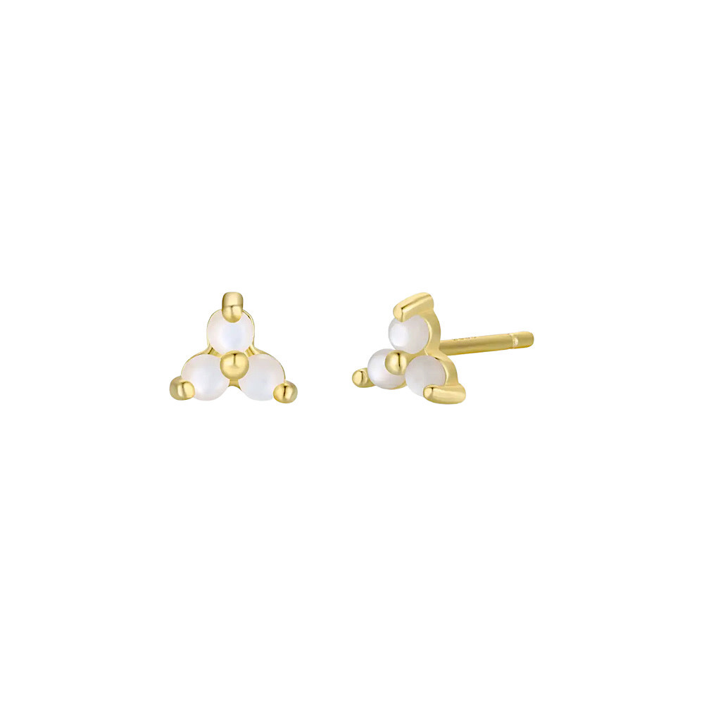 JaxKelly Trio Cluster Gold Earrings - Mother of Pearl