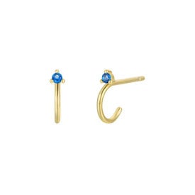 JaxKelly JaxKelly Open Mini Hoop Earrings - Blue Sapphire