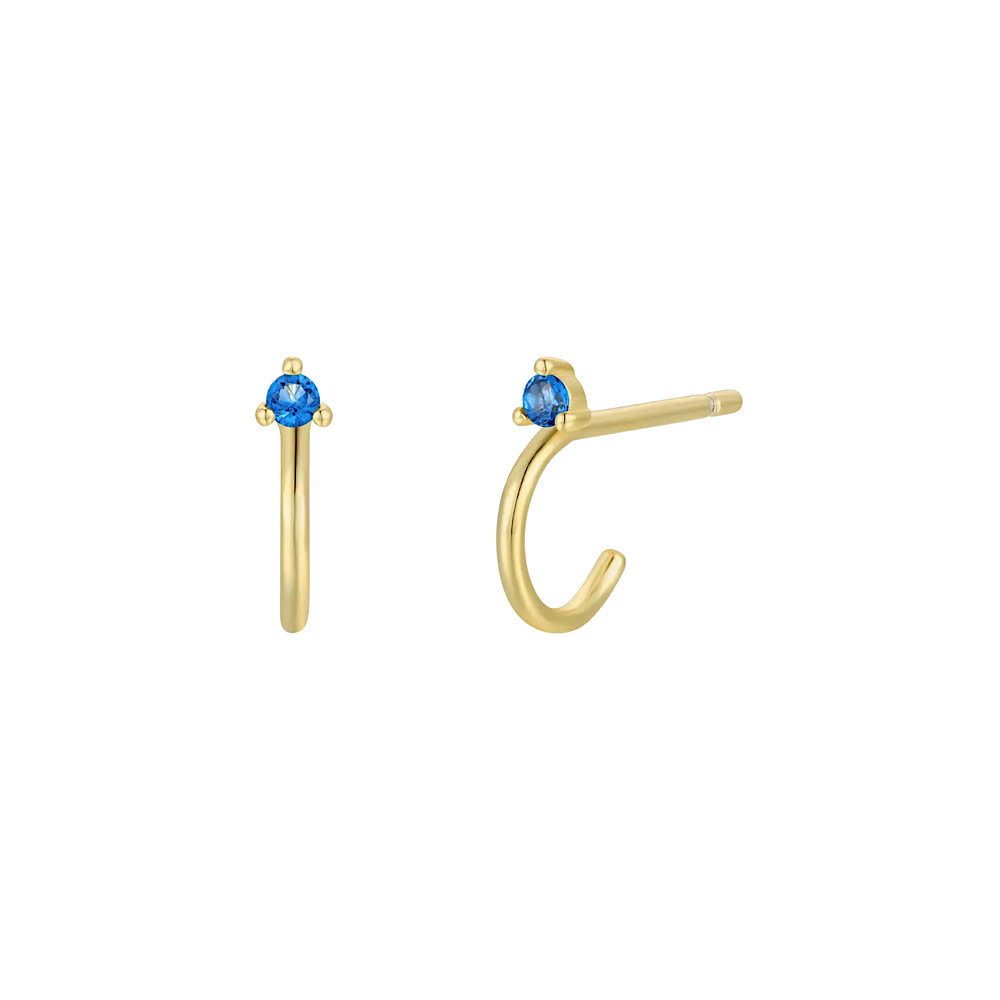 JaxKelly Open Mini Hoop Earrings - Blue Sapphire