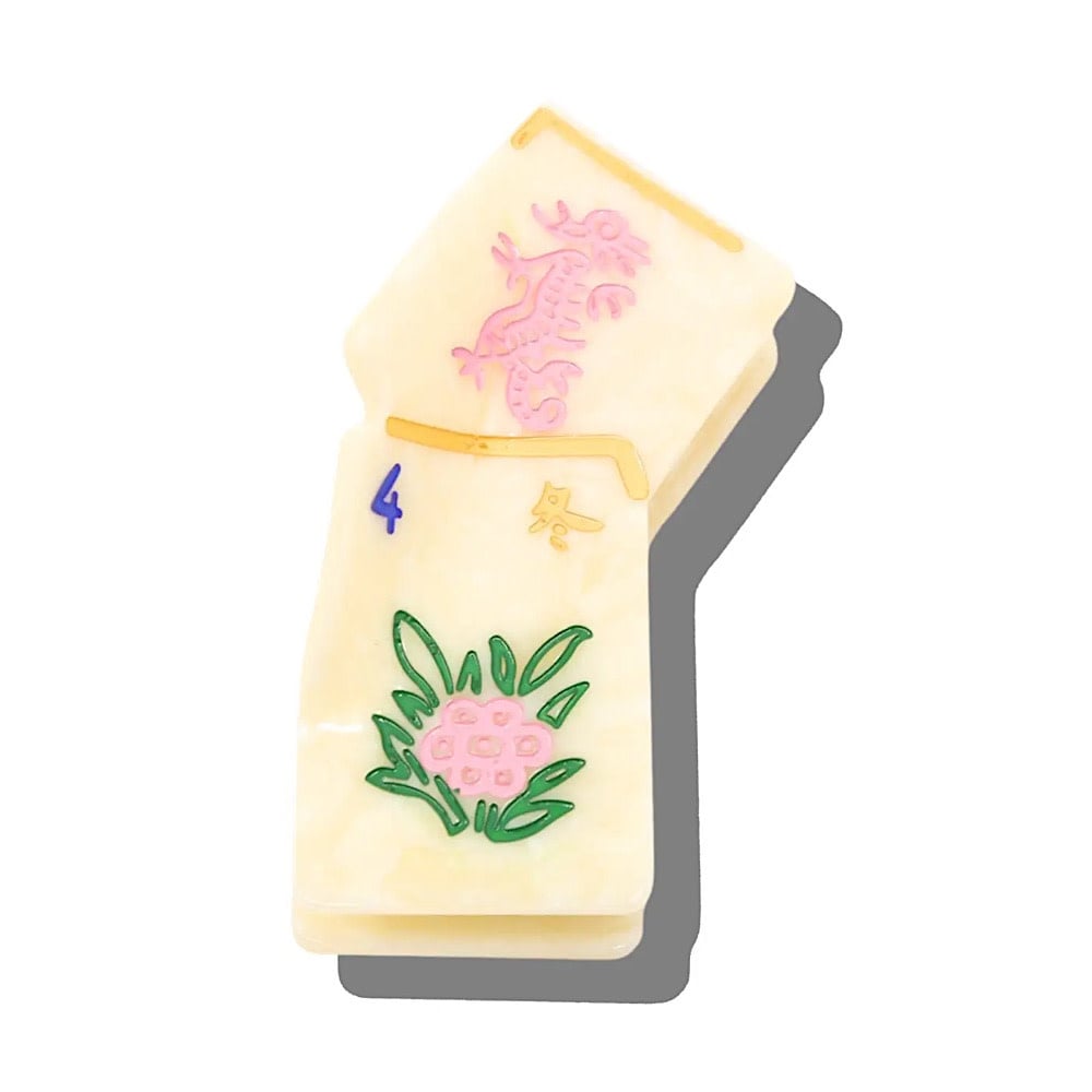 Solar Eclipse Mini Claw Hair Clip - Flower Mahjong Tile