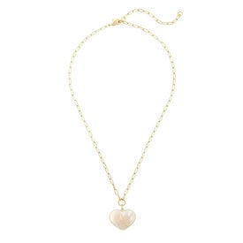 Machete Machete Midi Heart Pendant Necklace - White Shell