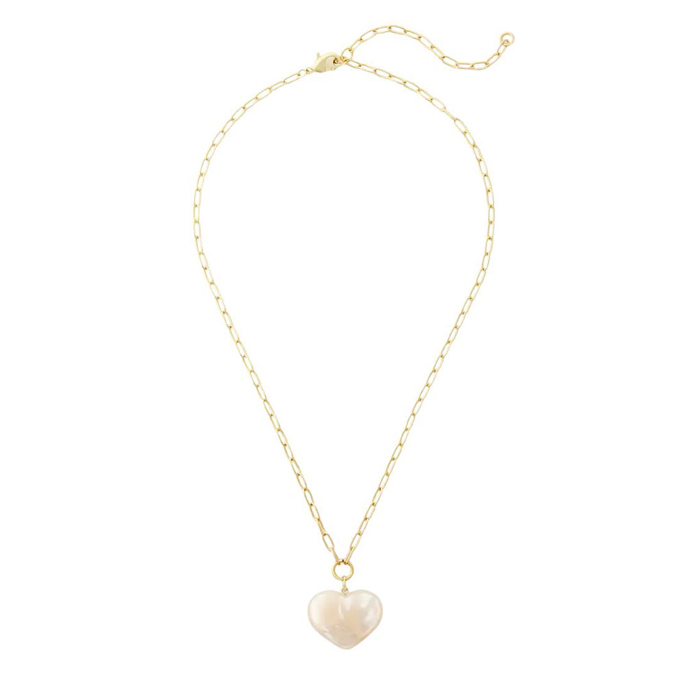 Machete Machete Midi Heart Pendant Necklace - White Shell
