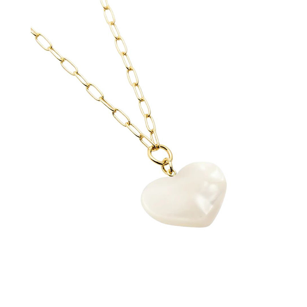 Machete Midi Heart Pendant Necklace - White Shell