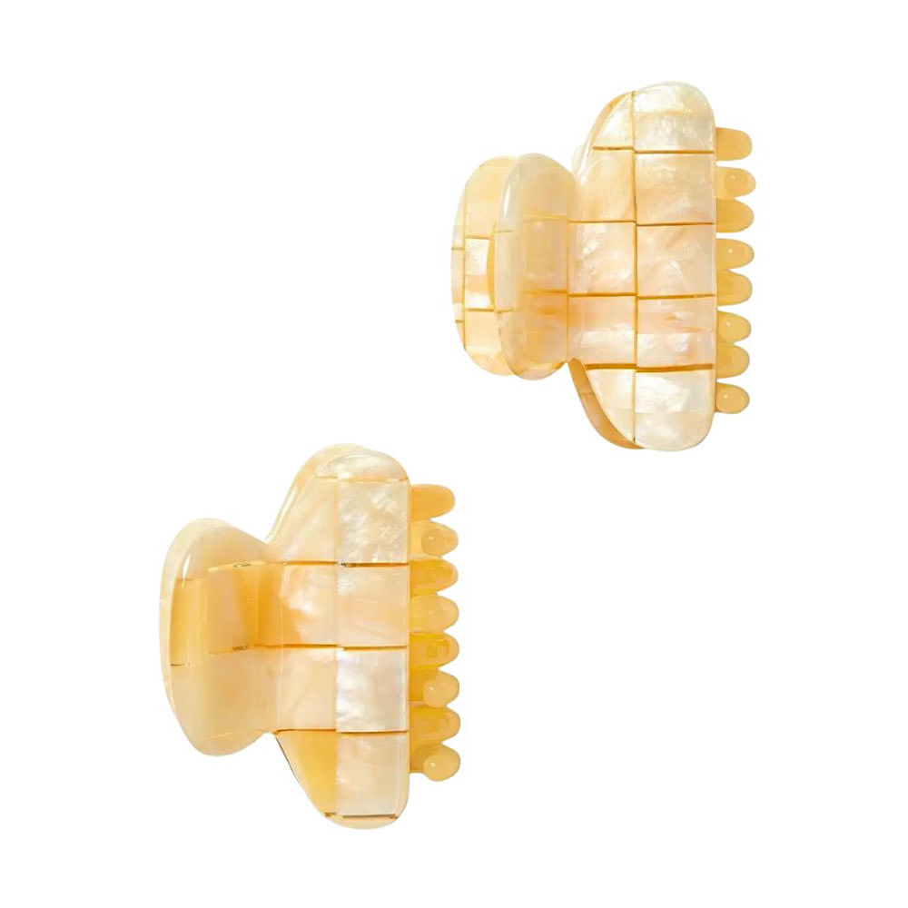 Machete Twin Claw Hair Clips - Sea Shell Checker