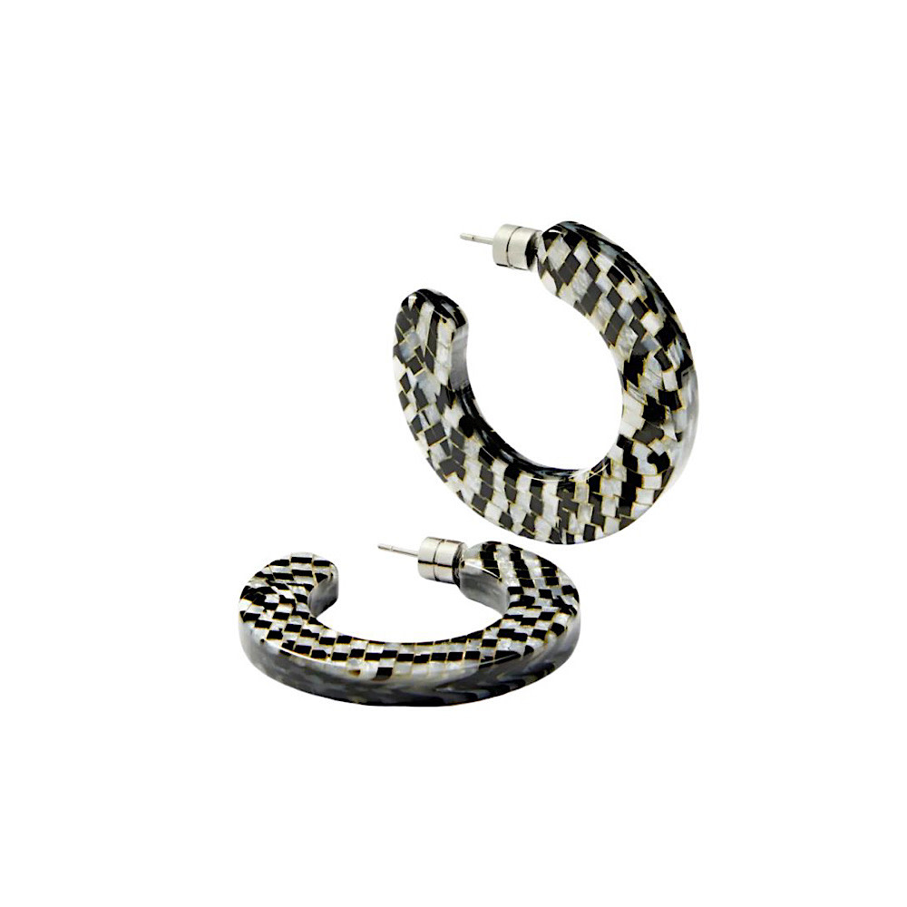 Machete Kate Hoop Earrings - Perle Noir