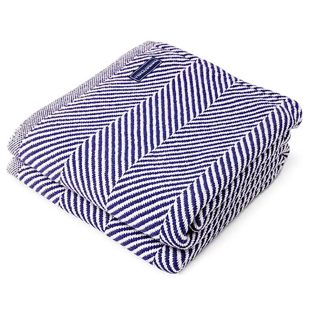 Faribault Faribault Monhegan Cotton Fringless Throw - Navy