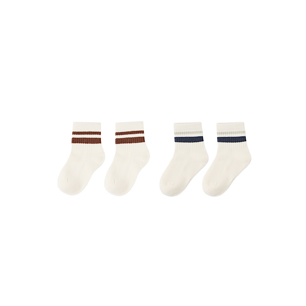 Rylee + Cru LLC Rylee + Cru Stripe Socks - 2 Pack - Fog/Mulberry