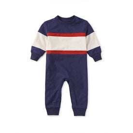 Tea Collection Tea Collection Colorblock Rugby Baby Romper - Twilight