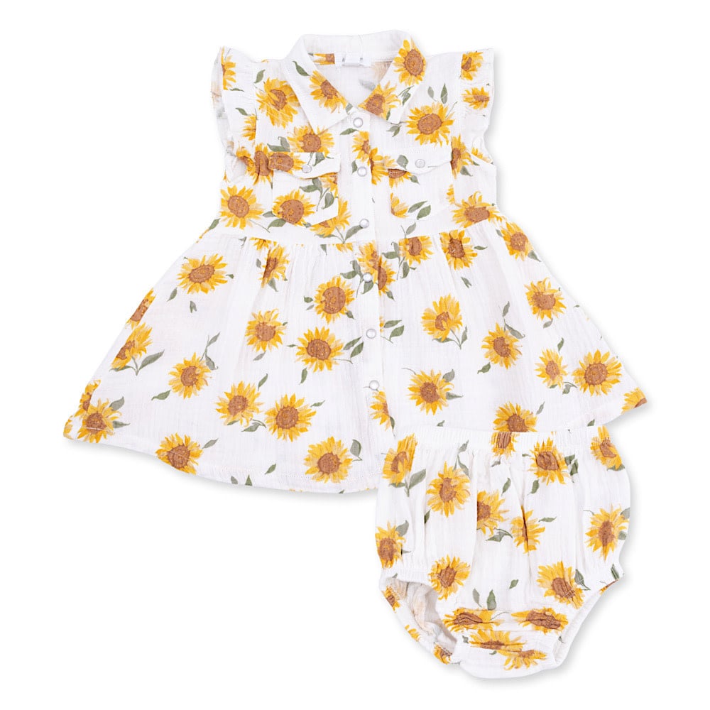 Angel Dear Angel Dear Western Pearl Snap Dress & Bloomers - Baby Sunflower