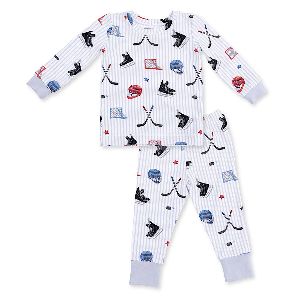 Angel Dear Angel Dear Long Sleeve Loungewear Set - Hockey Stripe