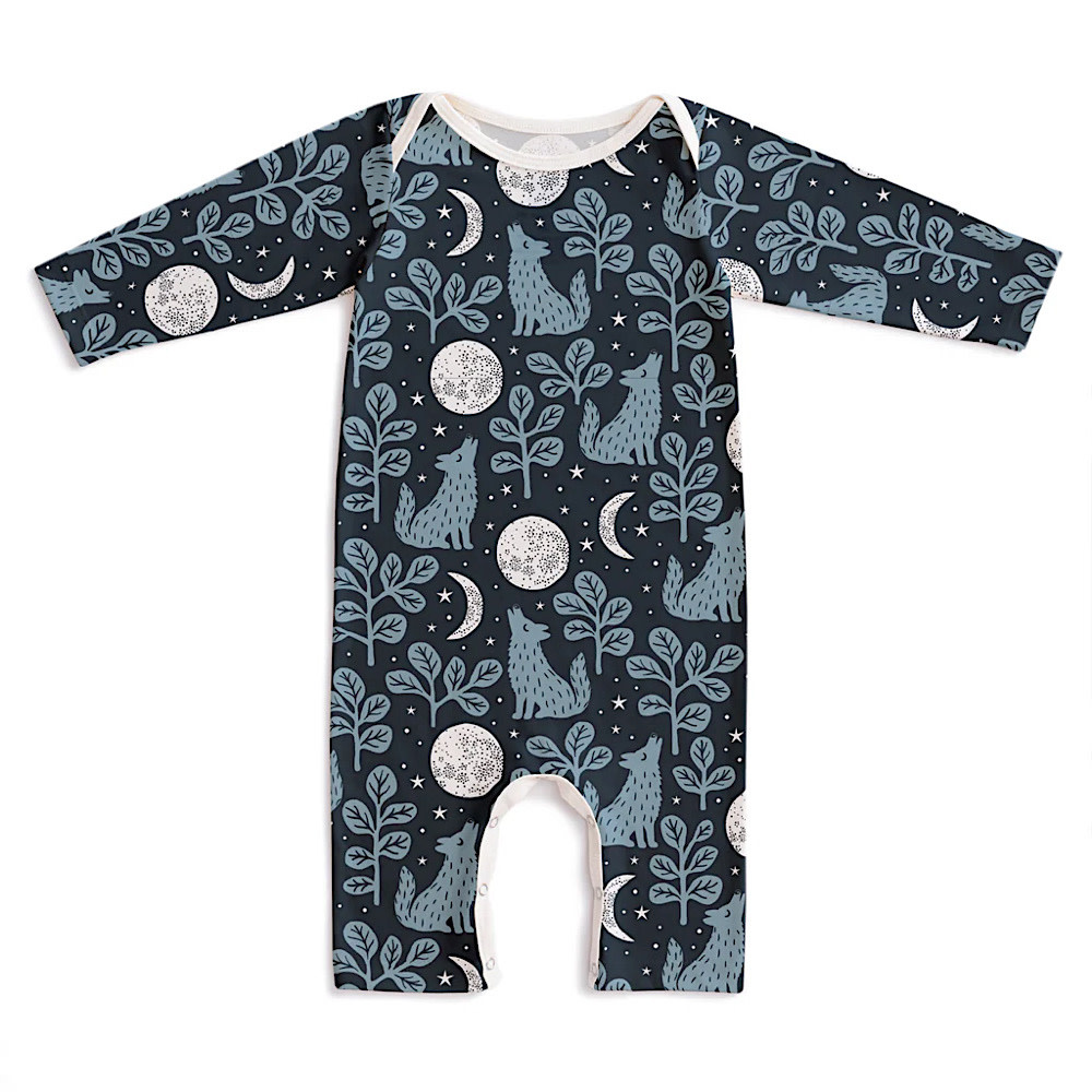Winter Water Factory Winter Water Factory Long Sleeve Romper - Wolves Navy