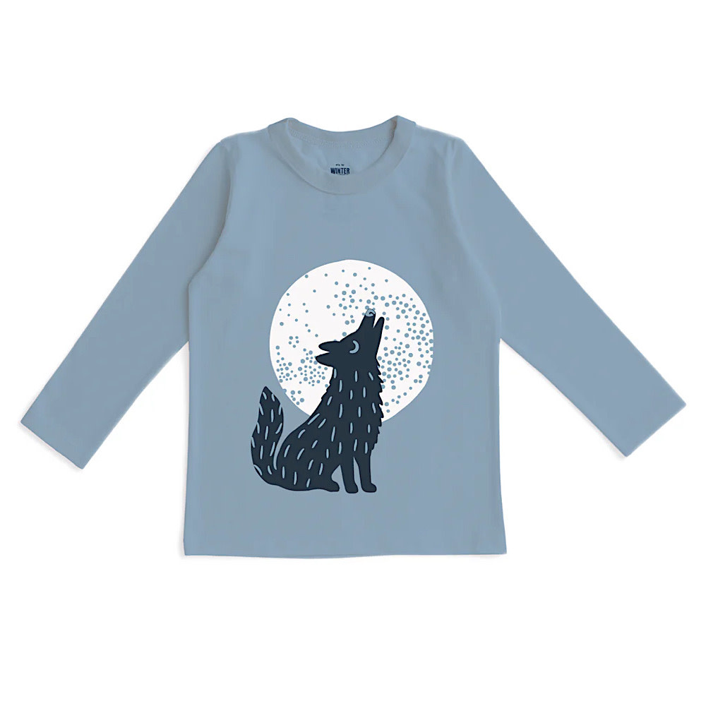 Winter Water Factory Winter Water Factory Long Sleeve Graphic Tee - Wolf Mountain Blue