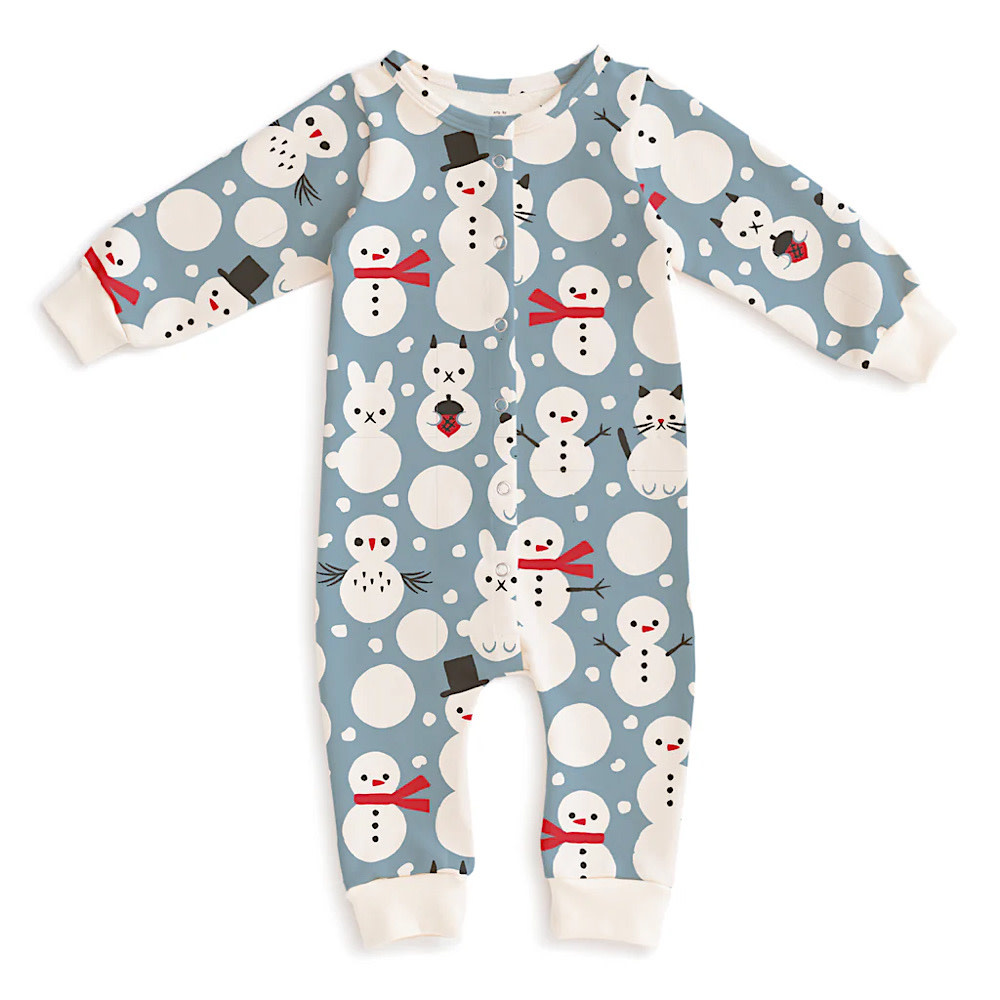 Winter Water Factory French Terry Jumpsuit - Snow Creatures Blue