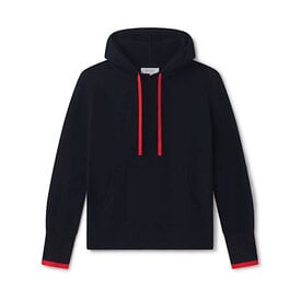 Pura Cashmere Cashmere Contrast Hoodie - Navy/Orange