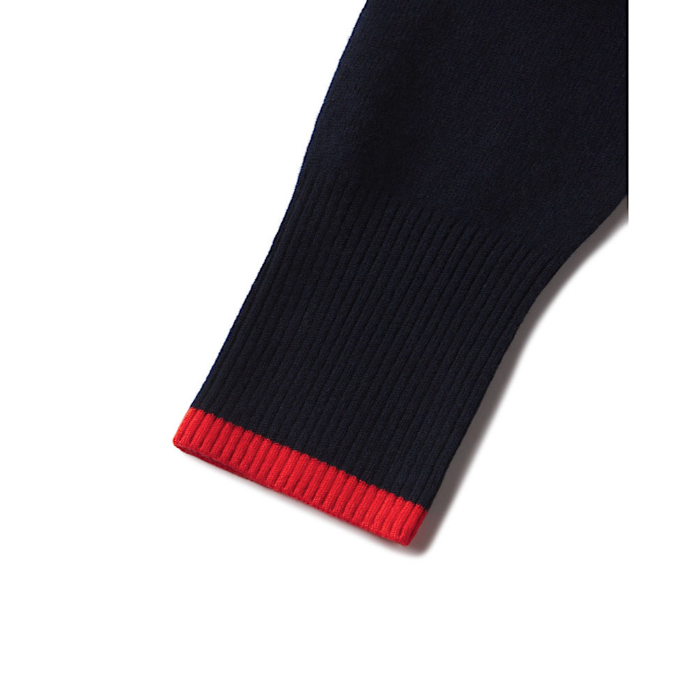 Cashmere Contrast Hoodie - Navy/Orange