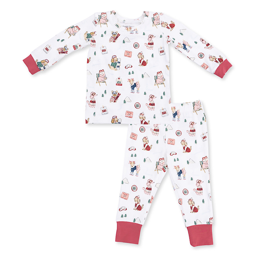 Angel Dear Long Sleeve Loungewear Set - Winter Sports Dogs Pink