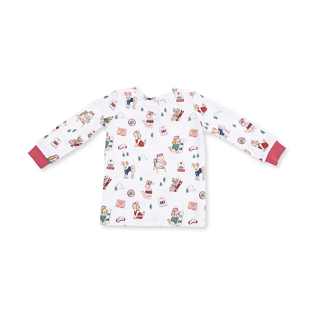 Angel Dear Long Sleeve Loungewear Set - Winter Sports Dogs Pink