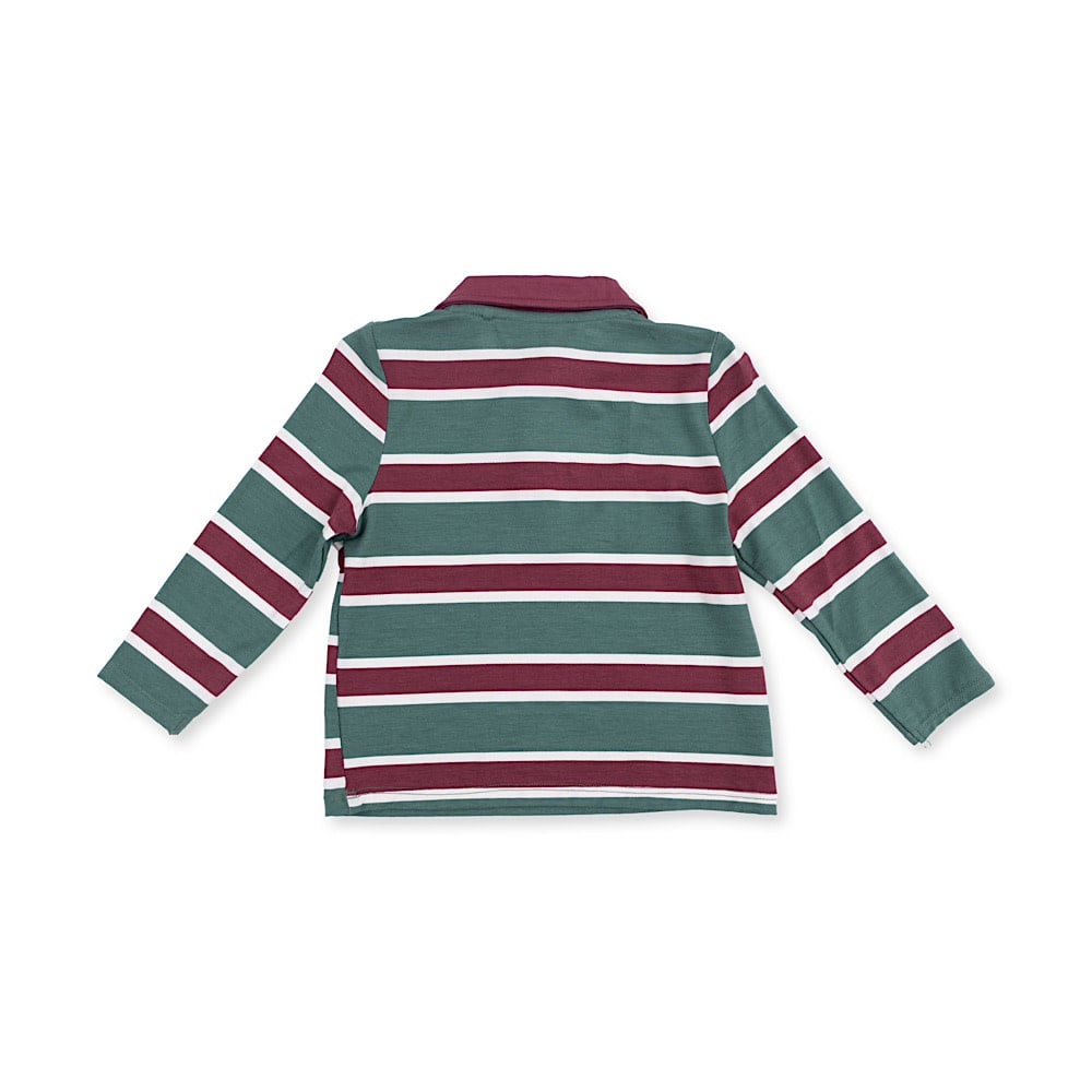 Angel Dear Long Sleeve Polo and Jogger - Rugby Stripe Green