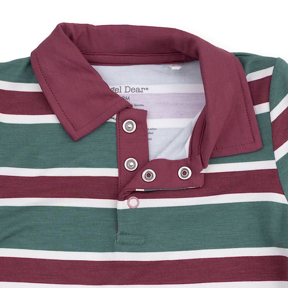 Angel Dear Long Sleeve Polo and Jogger - Rugby Stripe Green