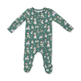 Angel Dear Angel Dear 2 Way Zipper Footie - Christmas Dogs Green