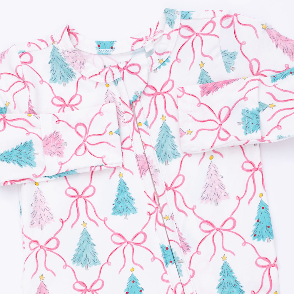 Angel Dear 2 Way Ruffle Back Zipper Footie - Bow Trellis Tree