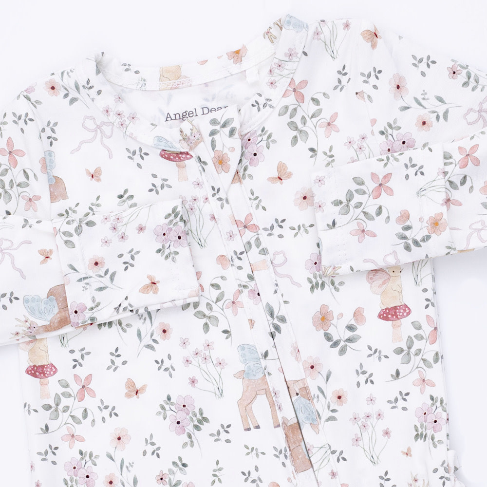 Angel Dear 2 Way Ruffle Back Zipper Footie - Enchanted Woodland