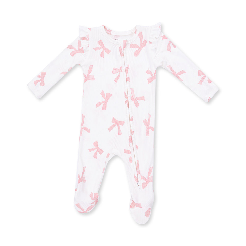 Angel Dear Angel Dear 2 Way Ruffle Sleeve Zipper Footie - Pretty Bows