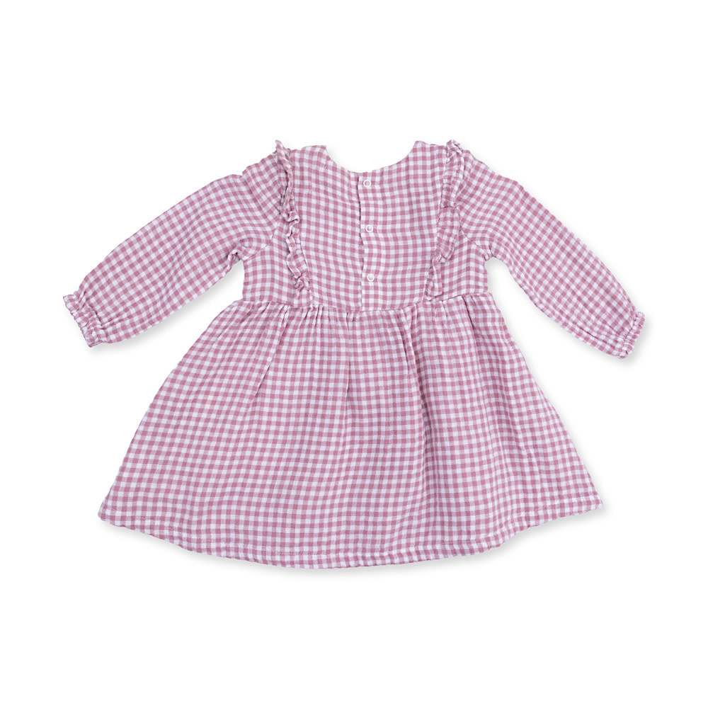 Angel Dear Long Sleeve Ruffle Dress & Leggings - Berry Gingham