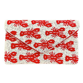 Lily Posh Beaded Crossbody Clutch - Lobster