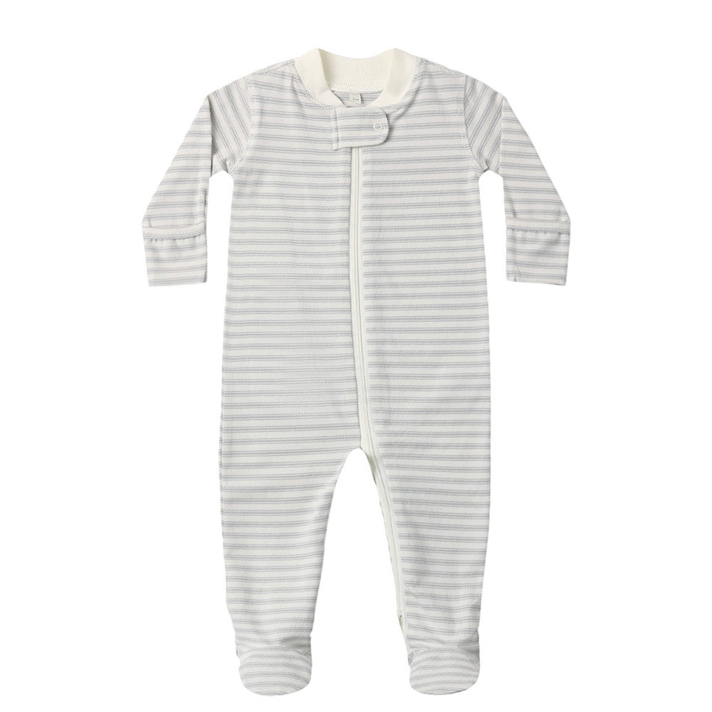 Quincy Mae Zip Long Sleeve Sleeper Footie - Cloud Stripe