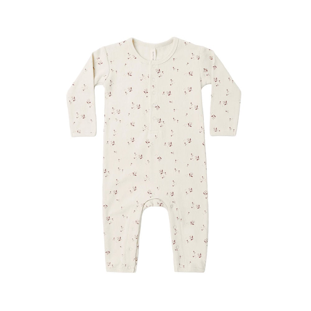 Quincy Mae Quincy Mae Ribbed Baby Jumpsuit - Fall Ditsy
