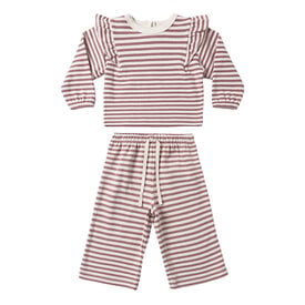 Quincy Mae Quincy Mae Ruffle Cozy Set - Mulberry Stripe