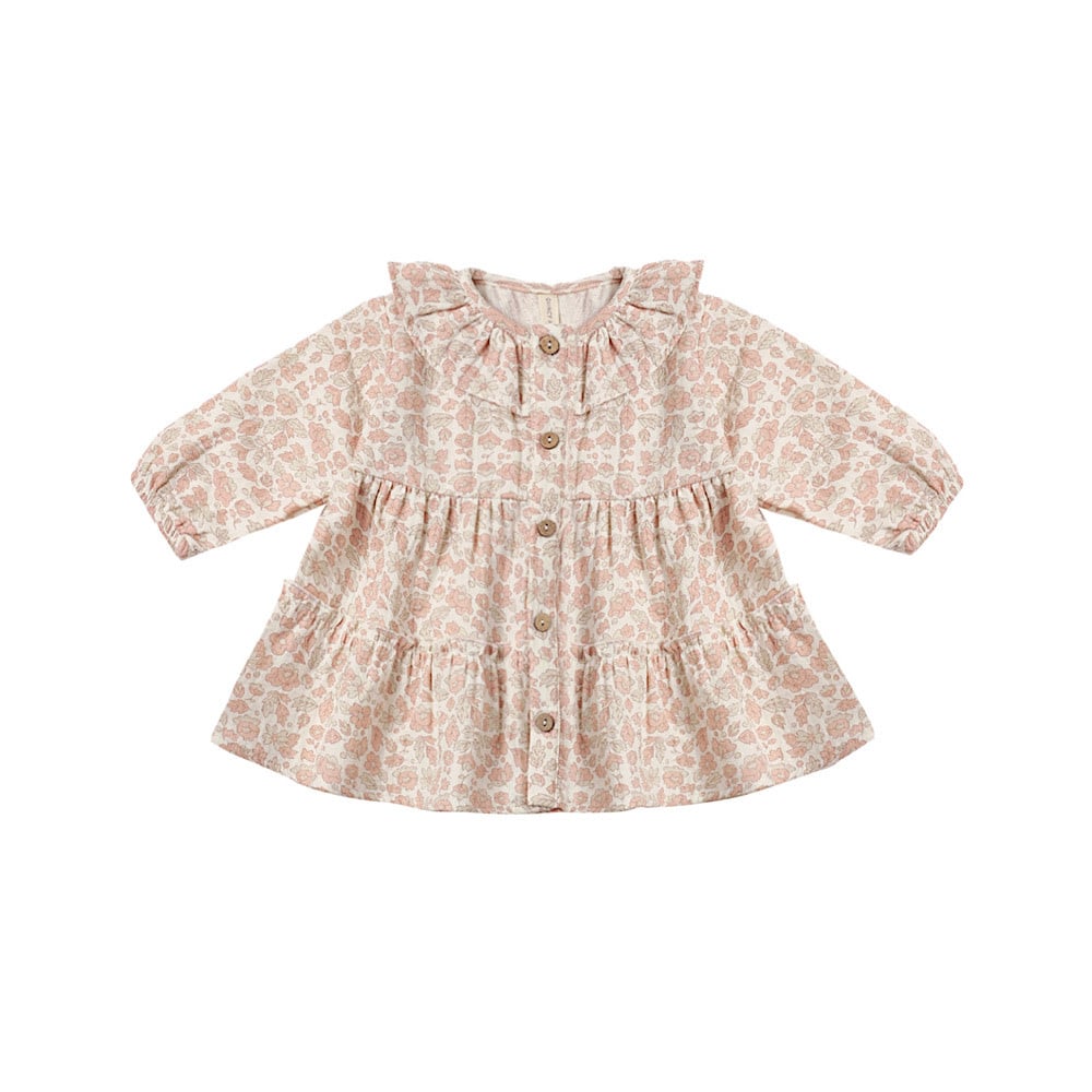 Quincy Mae Quincy Mae Ruffle Collar Button Dress - Pink Blossom