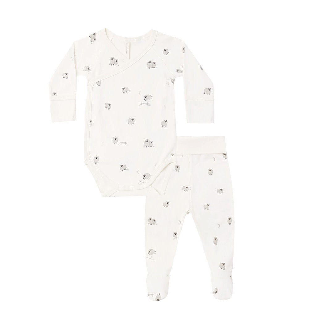 Quincy Mae Quincy Mae Side Snap Bodysuit + Pant Set - Sheep