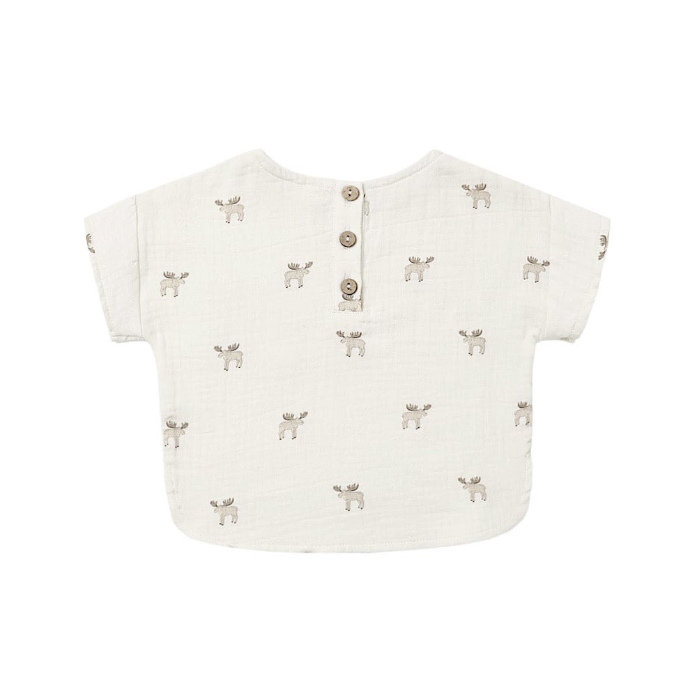Quincy Mae Woven Boxy Top - Moose