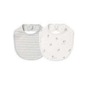 Quincy Mae Quincy Mae Jersey Snap Bib - Pack of 2 - Sheep/Cloud Stripe