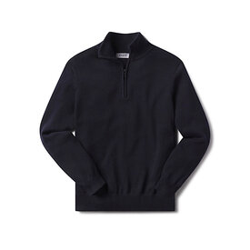 Pura Cashmere Men's Cotton Classic Half Zip - Navy