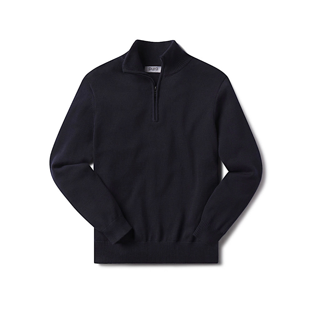 Men's Cotton Classic Half Zip - Navy