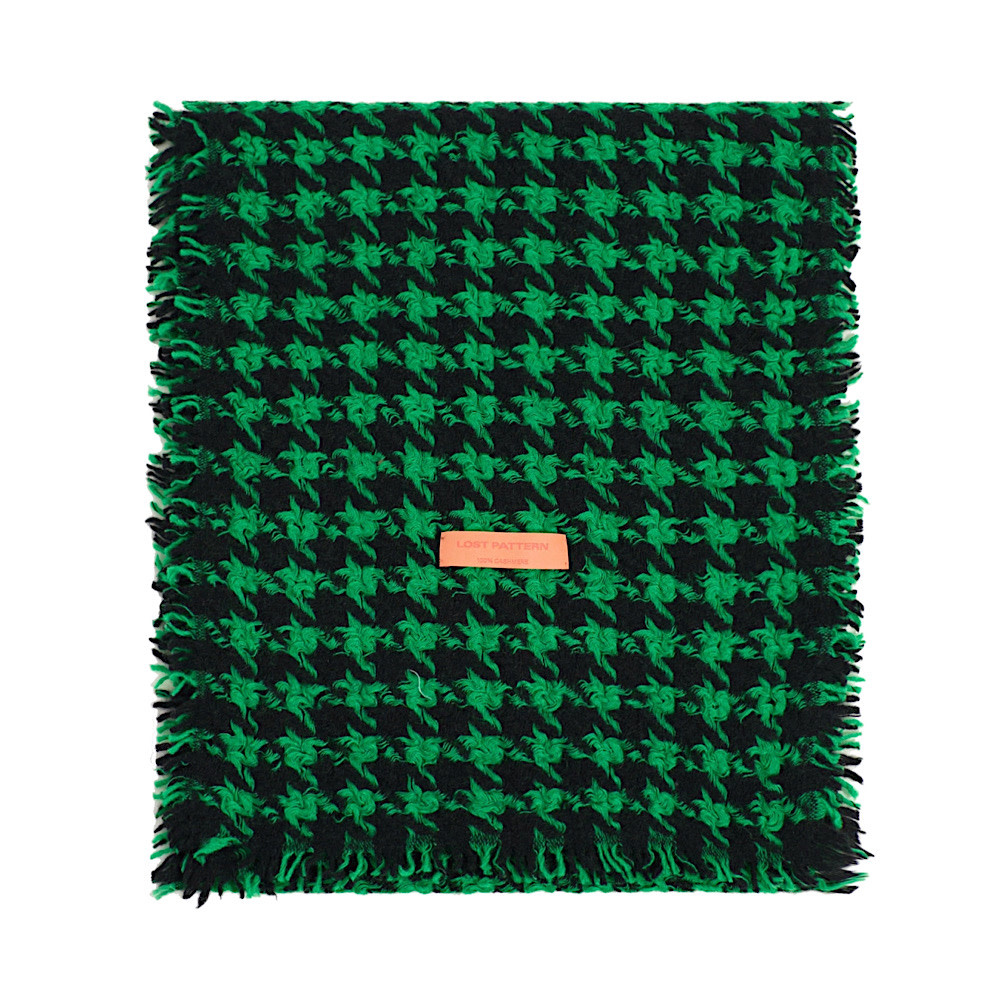 Lost Pattern Houndstooth Cashmere Scarf - Forest Green