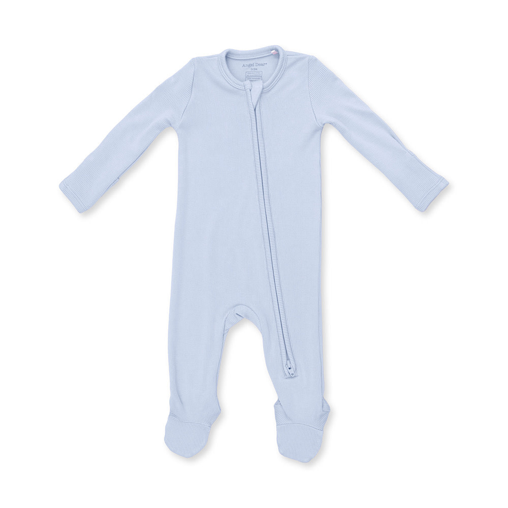 Angel Dear 2 Way Zipper Footie - Solid Sheer Blue Rib