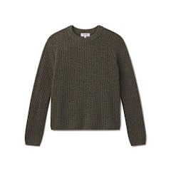 Cashmere Fisherman Crew Sweater - Dark Olive